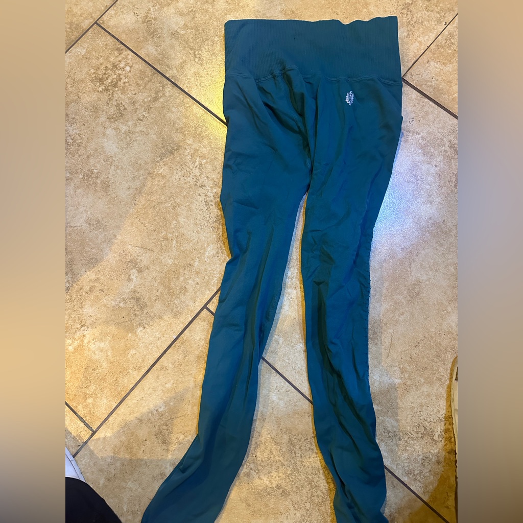 2 Pairs Of Fp Movement By Free People Teal And Blue Leggings